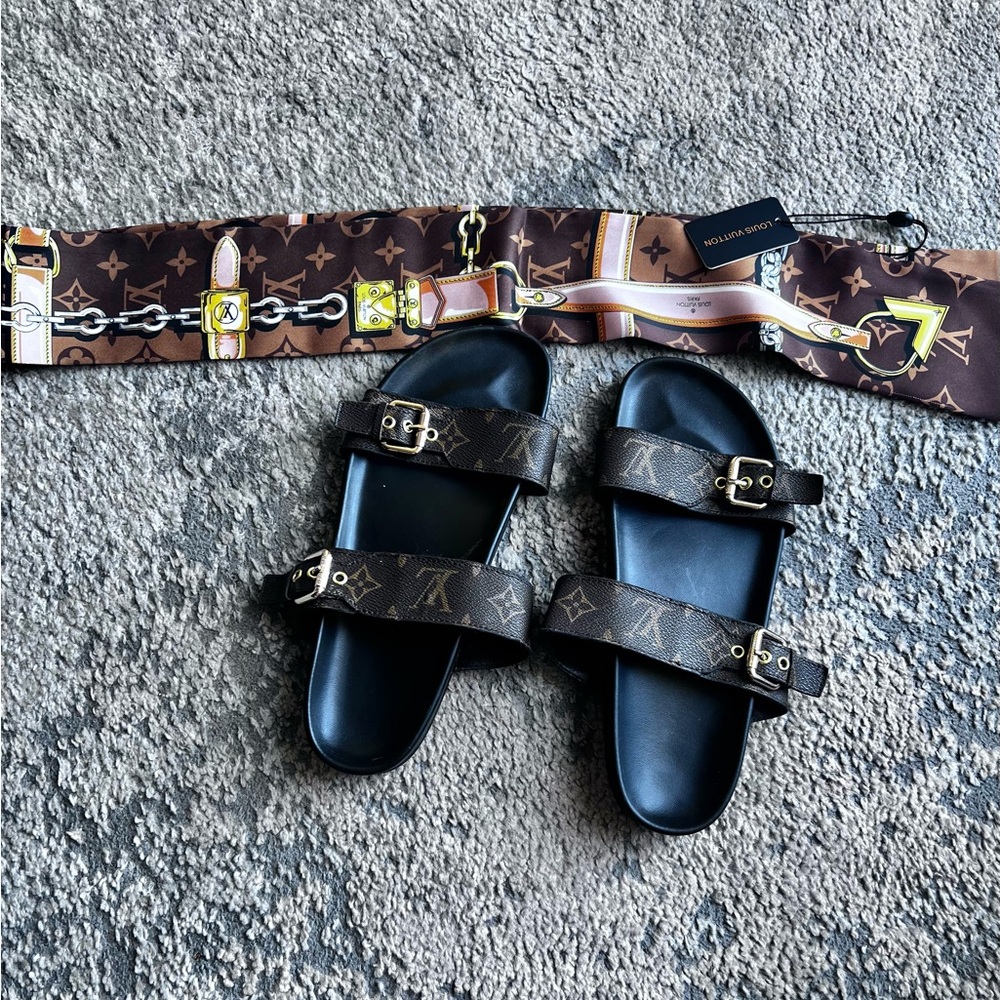 Louis Vuitton Black and Brown Sandals